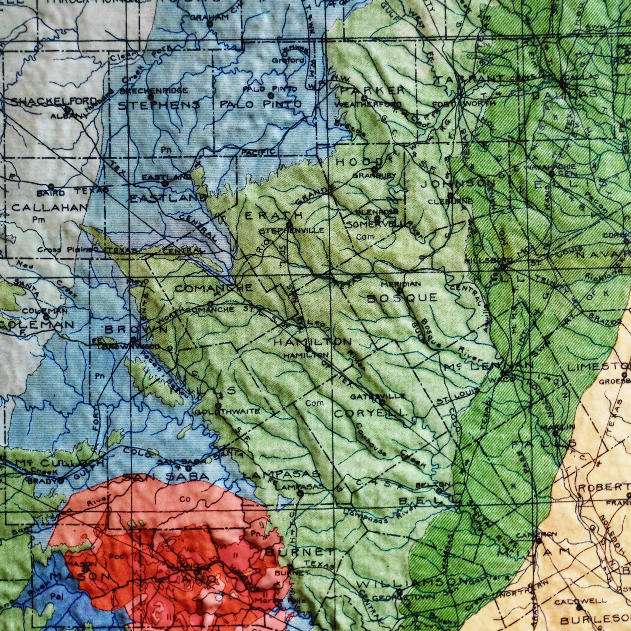 Texas 1916 3D Raised Relief Map - Muir Way - 3D