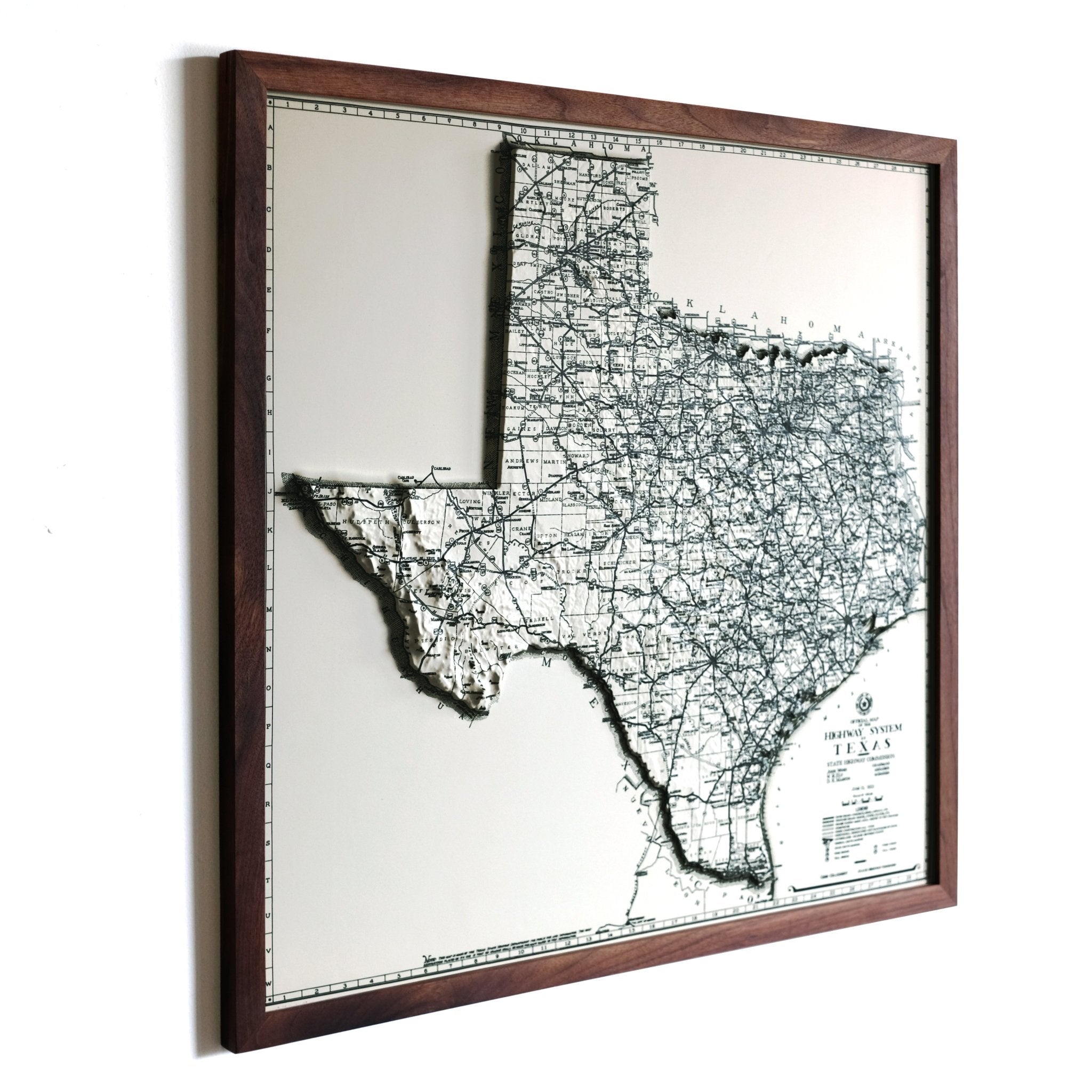 Texas 1933 3D Raised Relief Map - Muir Way - 3D