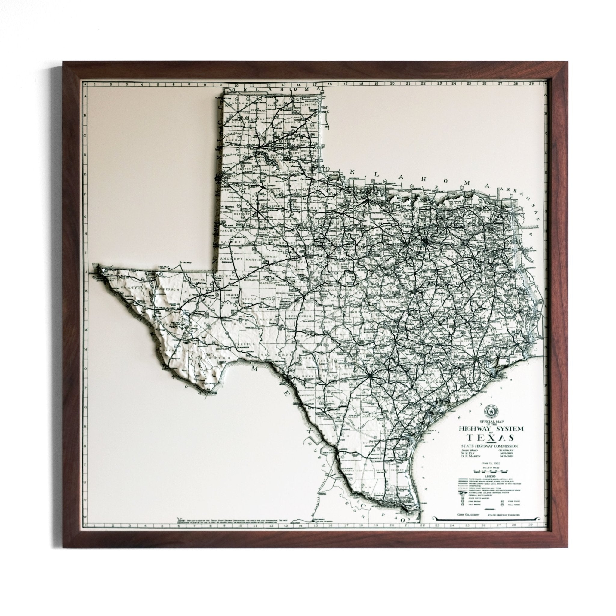 Texas 1933 3D Raised Relief Map - Muir Way - 3D