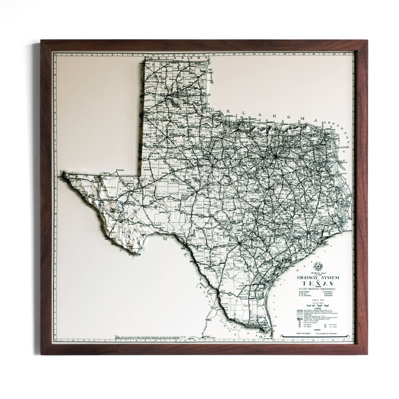 Texas 1933 3D Raised Relief Map - Muir Way - 3D
