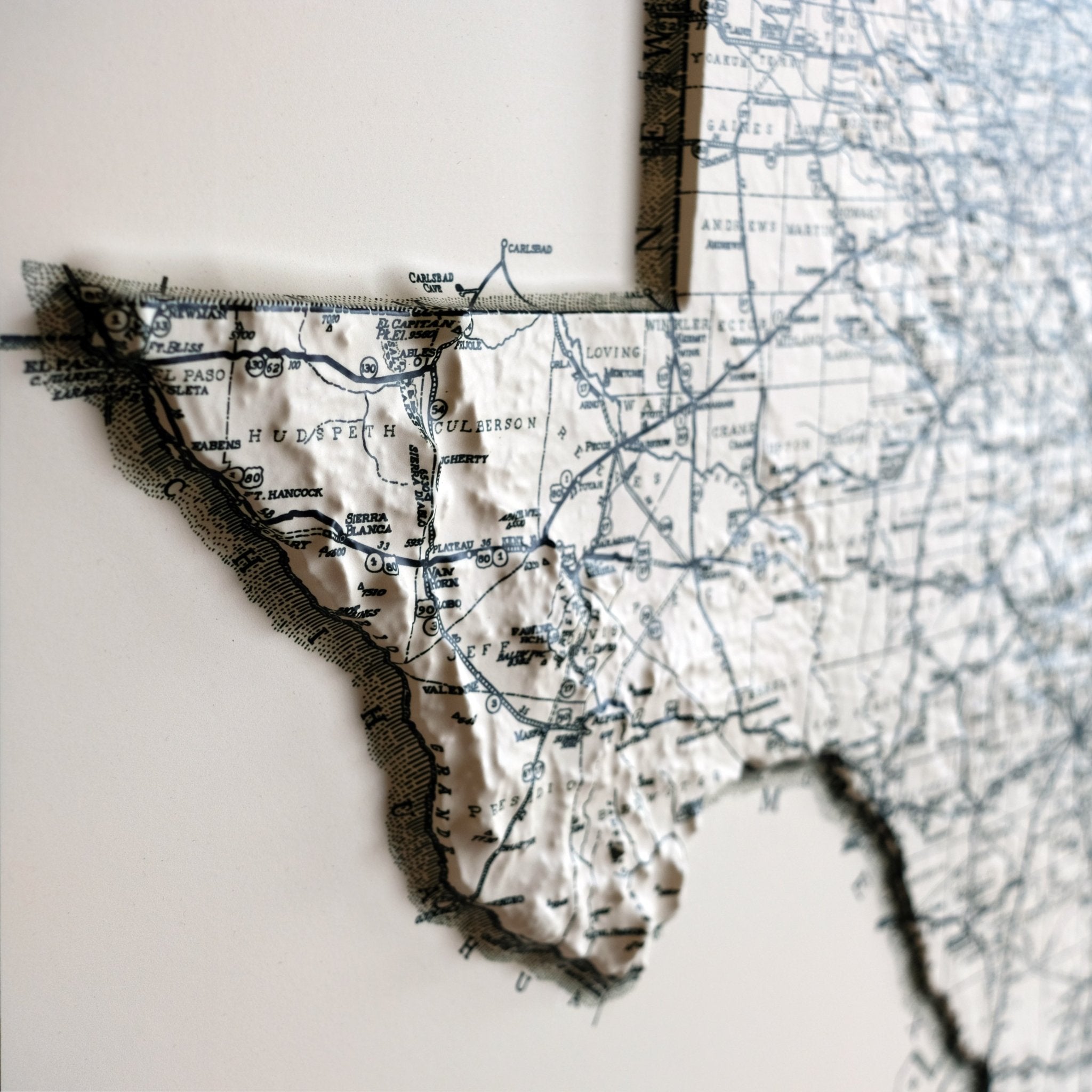 Texas 1933 3D Raised Relief Map - Muir Way - 3D