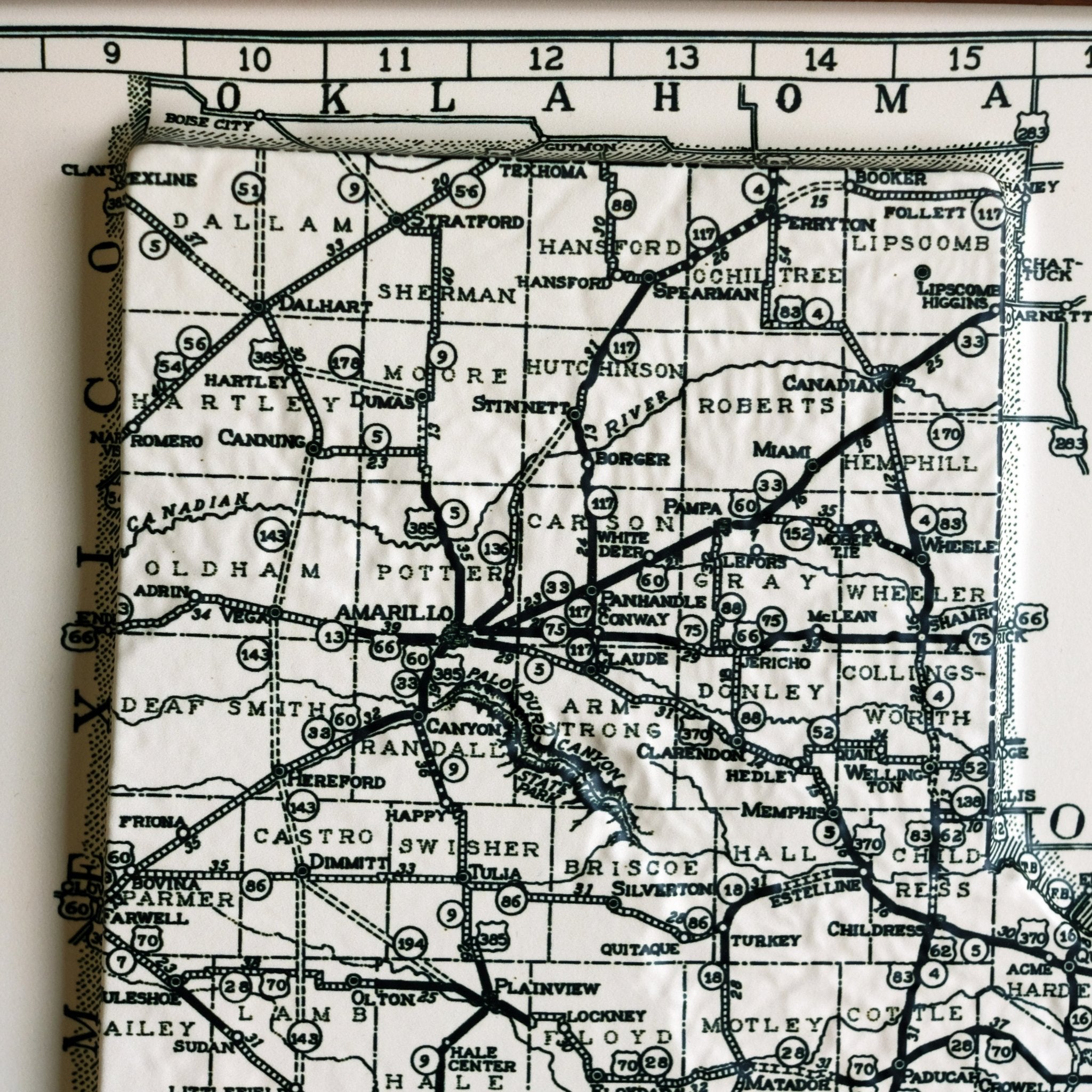 Texas 1933 3D Raised Relief Map - Muir Way - 3D