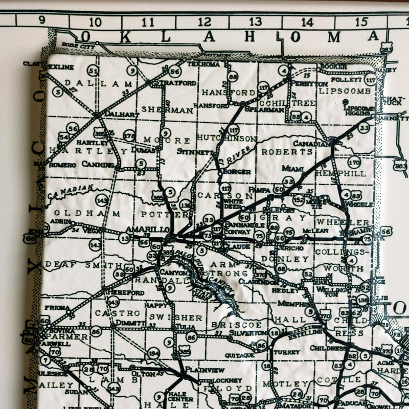 Texas 1933 3D Raised Relief Map - Muir Way - 3D