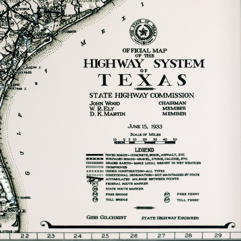 Texas 1933 3D Raised Relief Map - Muir Way - 3D