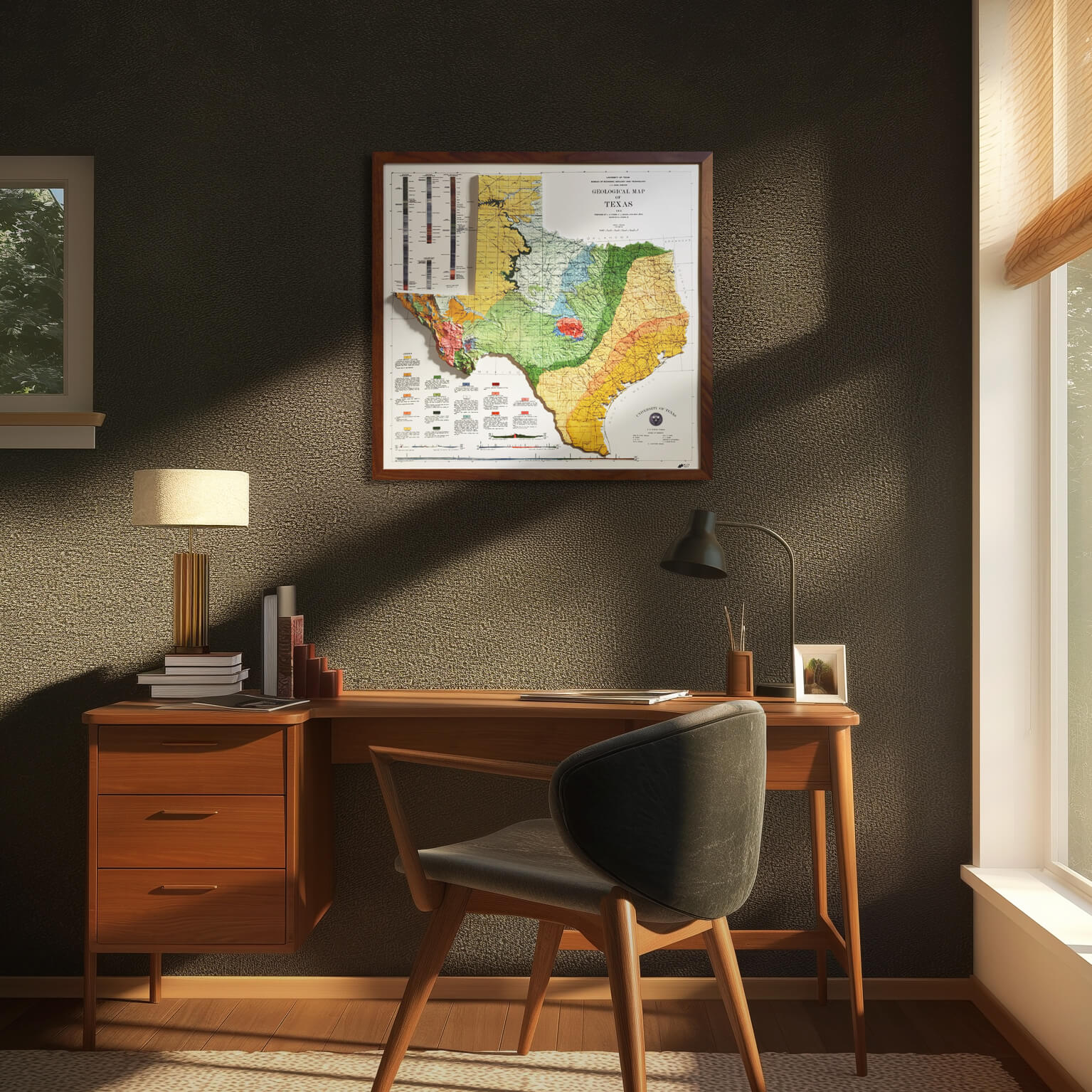 Texas 1916 3D Raised Relief Map - Muir Way - 3D