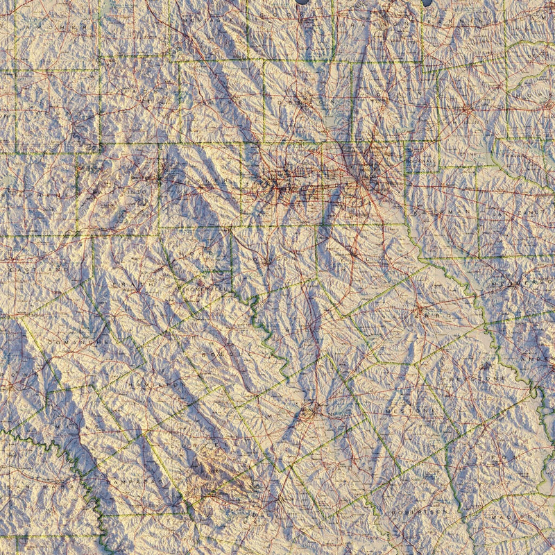 Texas 1982 Shaded Relief Map - Muir Way - Vintage Relief