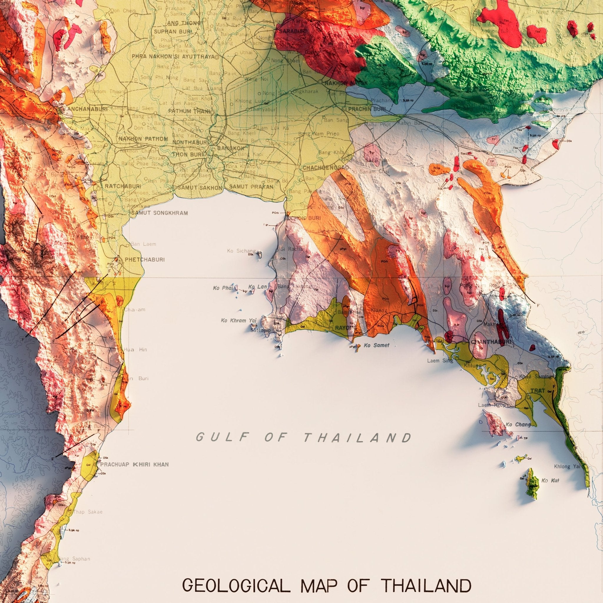 Thailand 1969 Shaded Relief Map - Muir Way - Vintage Relief