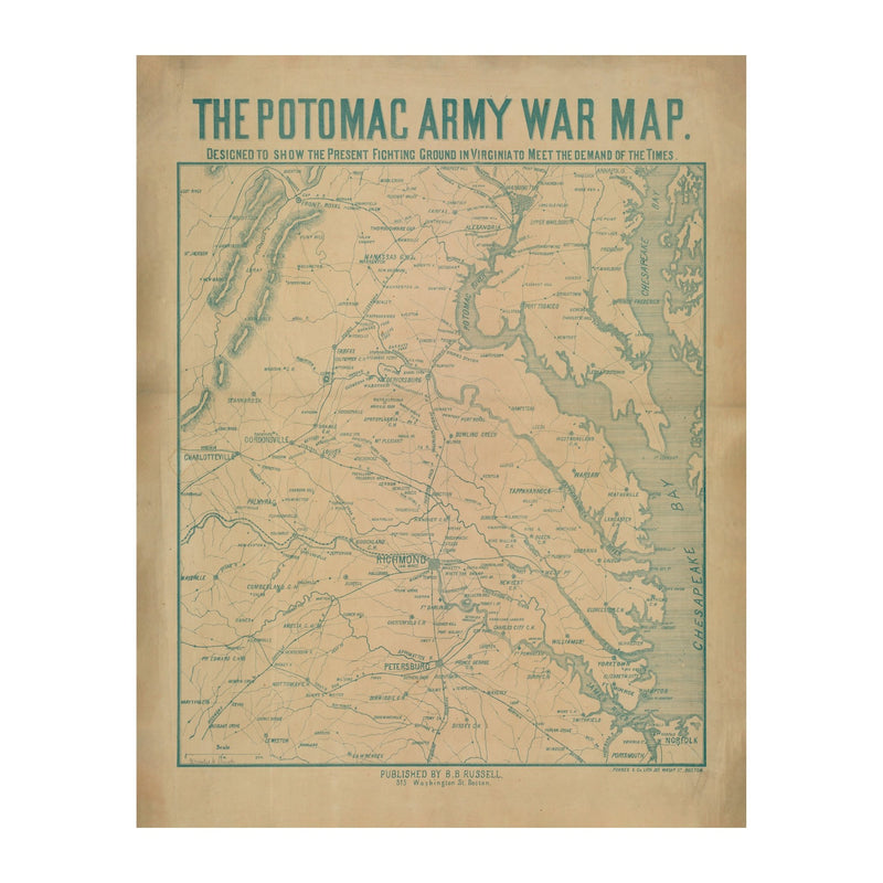 Potomac Army War Map - Muir Way - Vintage Map