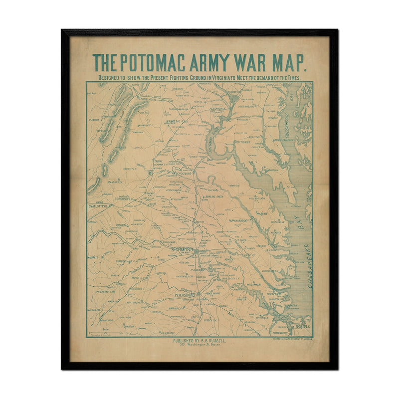 Potomac Army War Map - Muir Way - Vintage Map