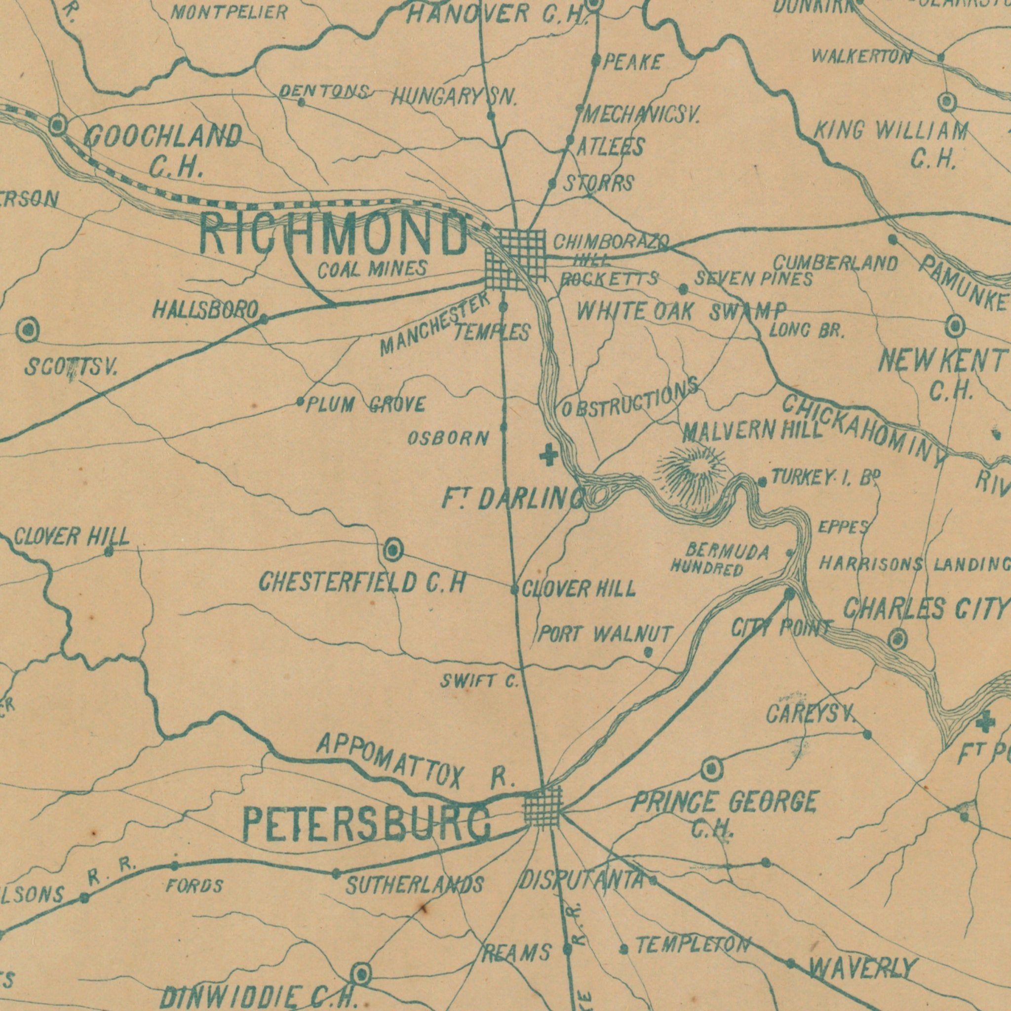 Potomac Army War Map - Muir Way - Vintage Map
