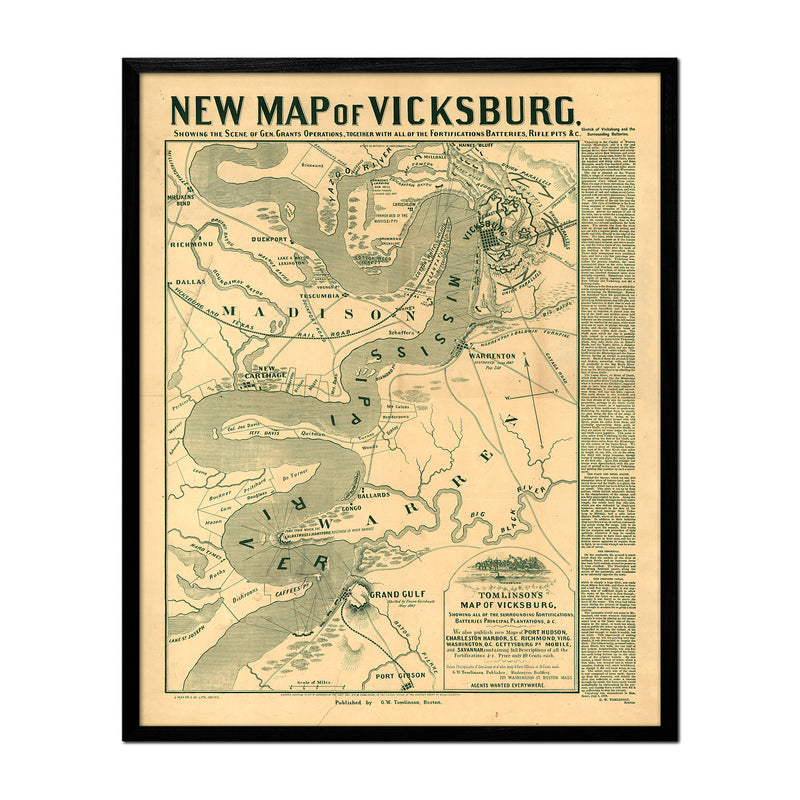 Tomlinson's map of Vicksburg - Muir Way - Vintage Map