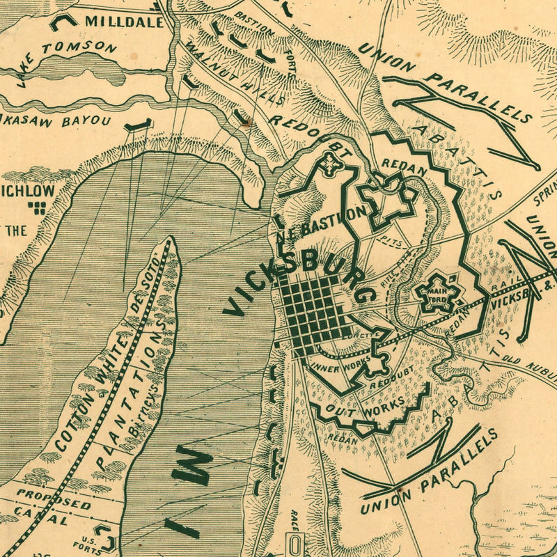 Tomlinson's map of Vicksburg - Muir Way - Vintage Map