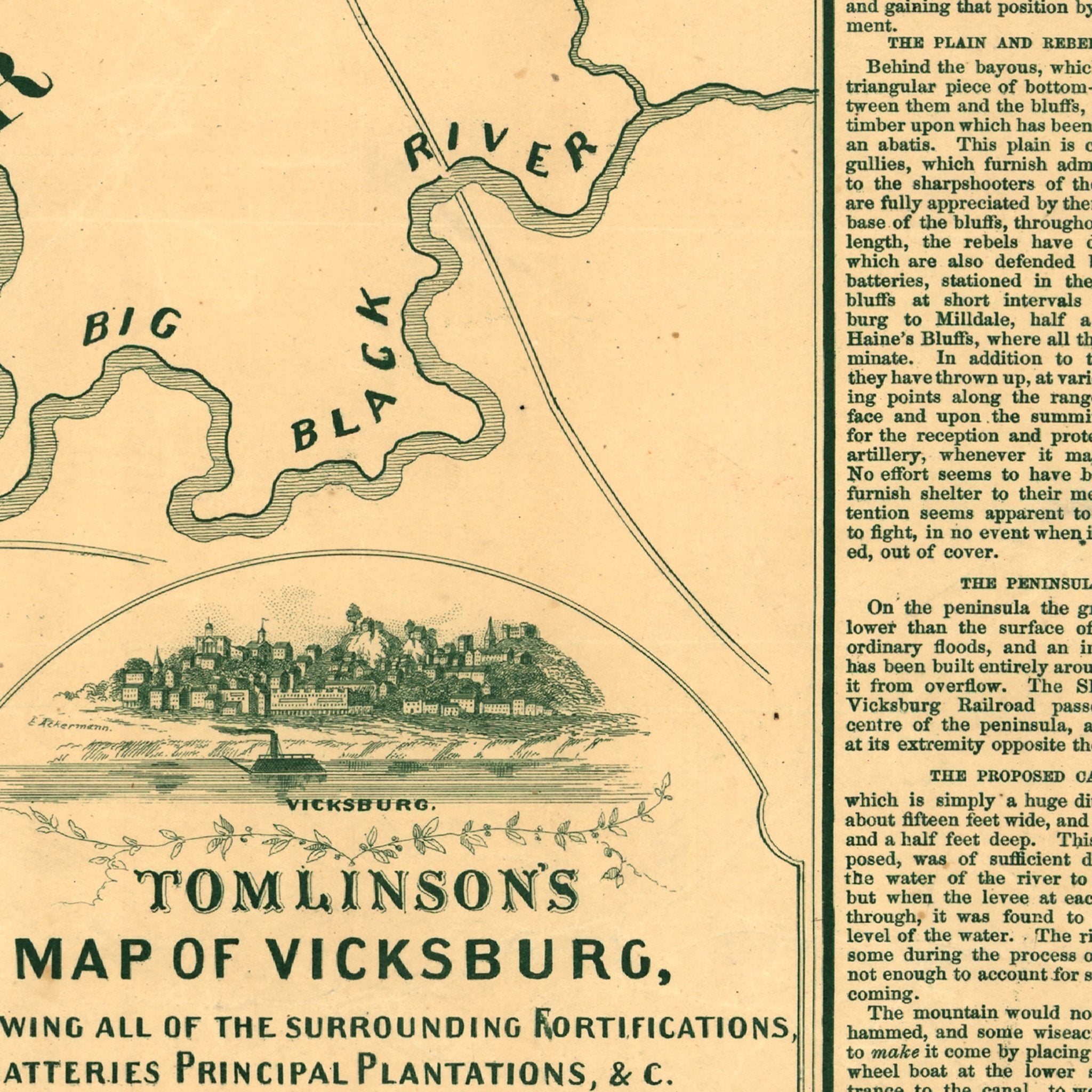 Tomlinson's map of Vicksburg - Muir Way - Vintage Map