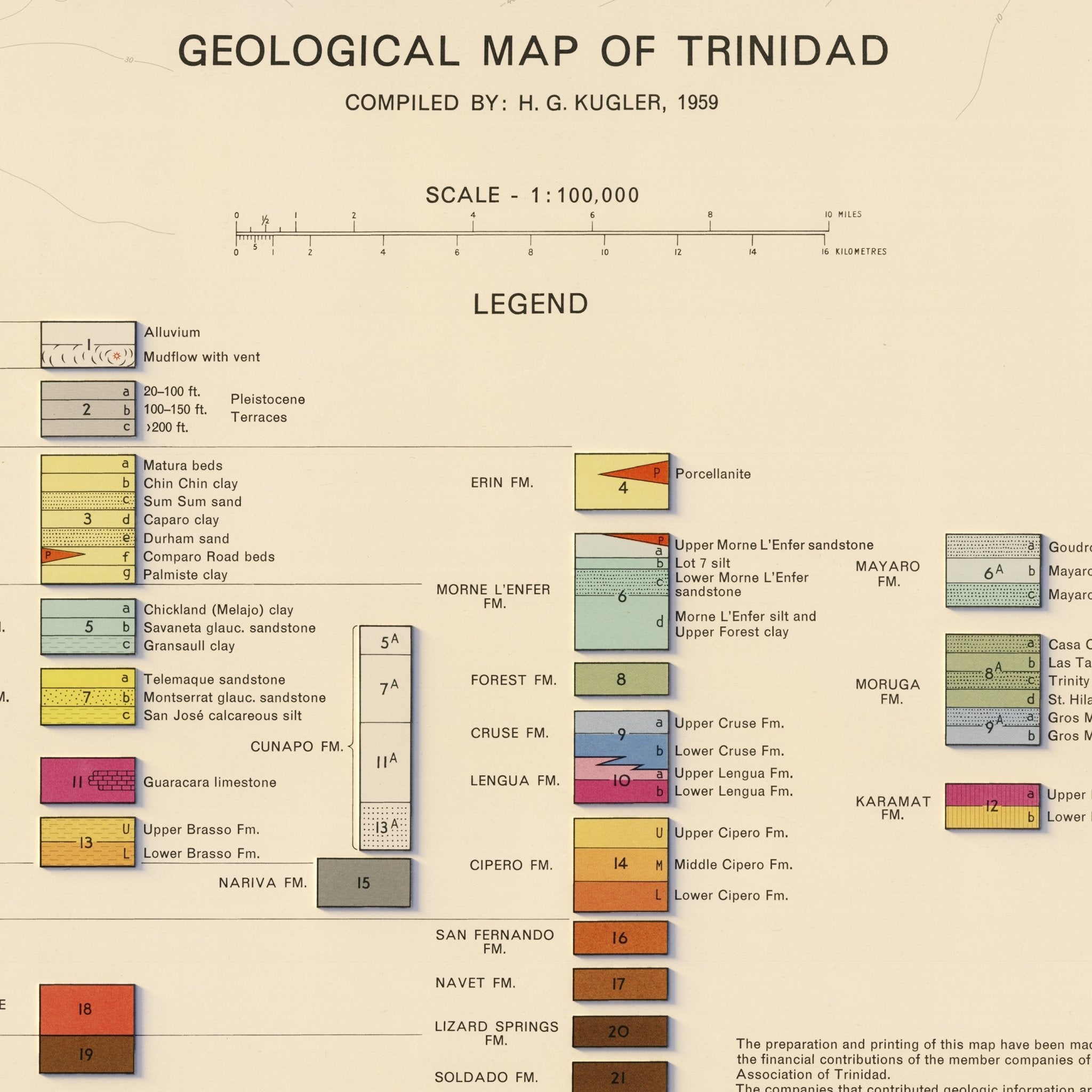 Trinidad 1959 Shaded Relief Map - Muir Way - Vintage Relief