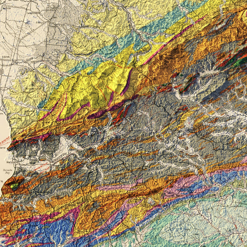 Trinidad 1959 Shaded Relief Map - Muir Way - Vintage Relief