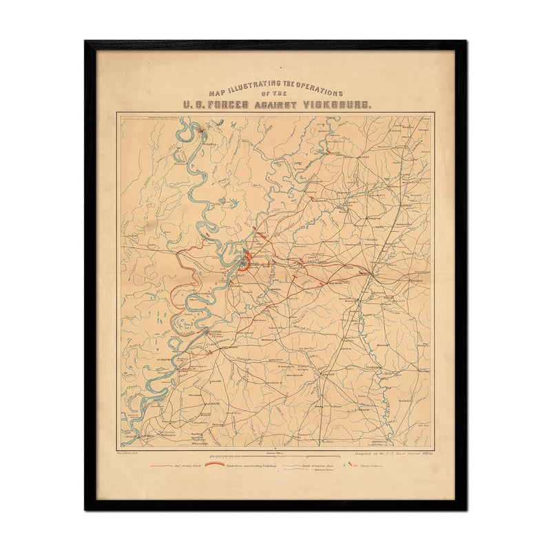 US Forces against Vicksburg - Muir Way - Vintage Map
