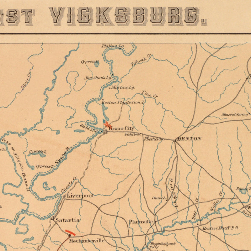US Forces against Vicksburg - Muir Way - Vintage Map