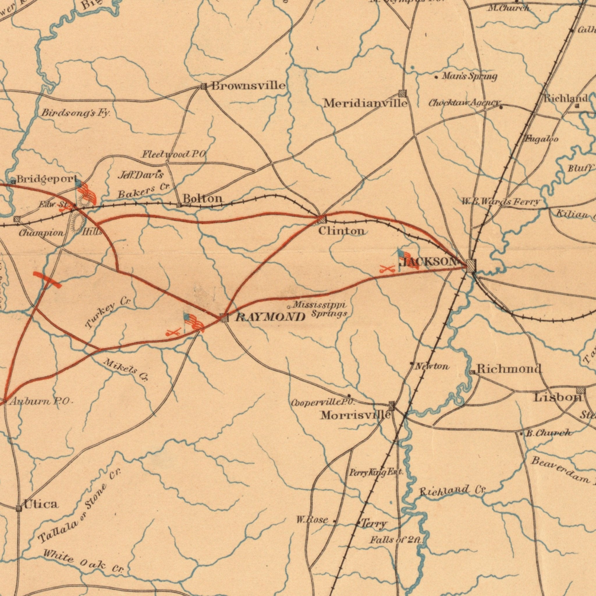 US Forces against Vicksburg - Muir Way - Vintage Map