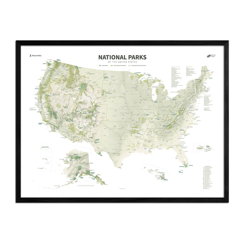 US National Parks Shaded Relief Map - Muir Way - Natural Atlas