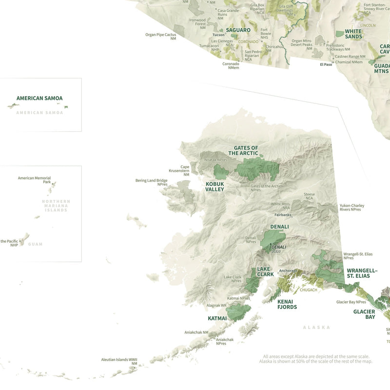 US National Parks Shaded Relief Map - Muir Way - Natural Atlas