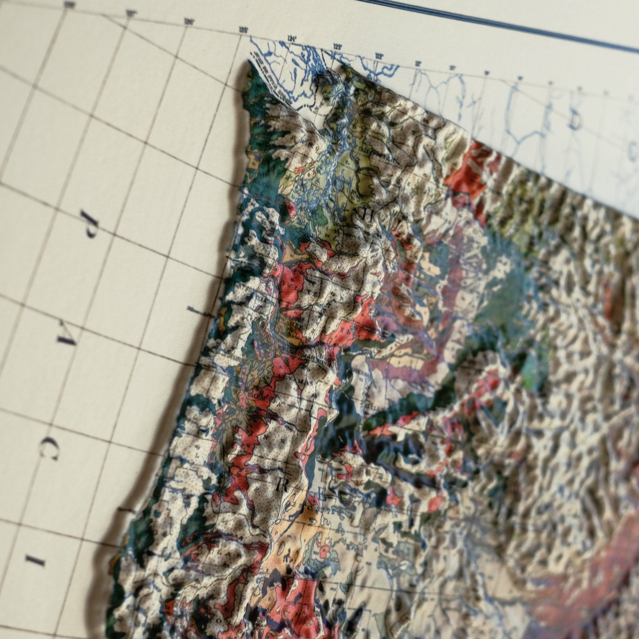 USA 1931 3D Raised Relief Map - Muir Way - 3D