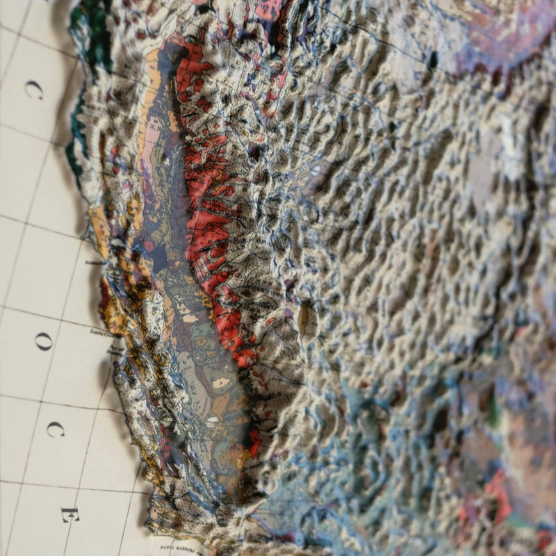 USA 1931 3D Raised Relief Map - Muir Way - 3D