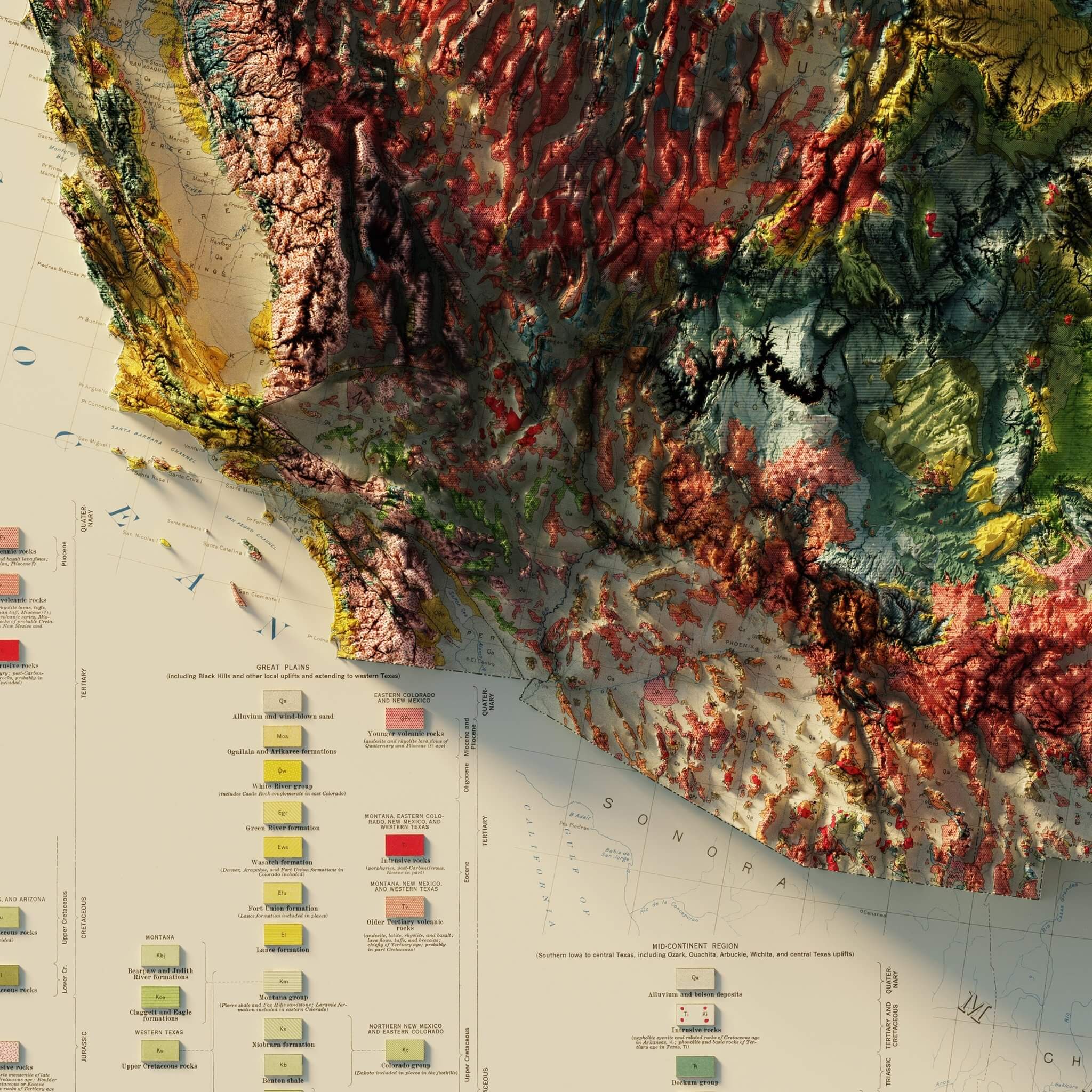 USA 1932 Shaded Relief Map - Muir Way - 2D Map