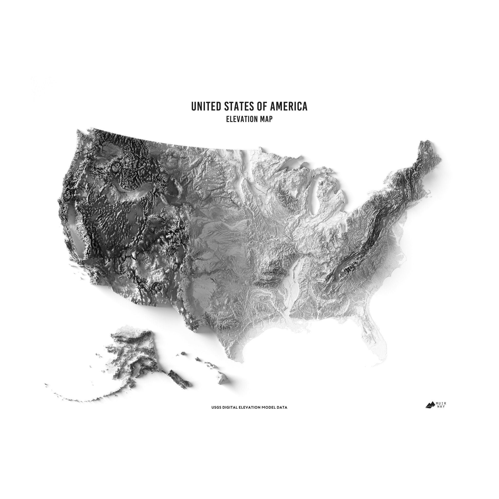 USA Elevation Map - Muir Way - Elevation