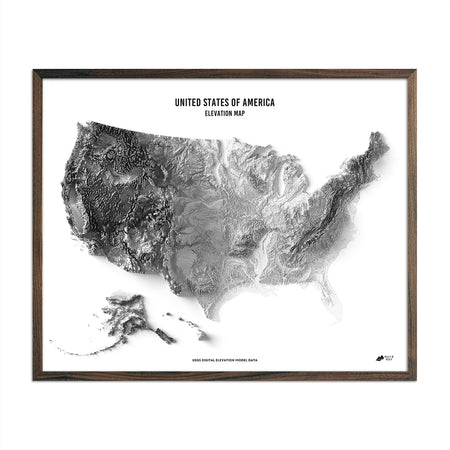 US Elevation Map | Fine Art Elevation Map of the US | Muir Way