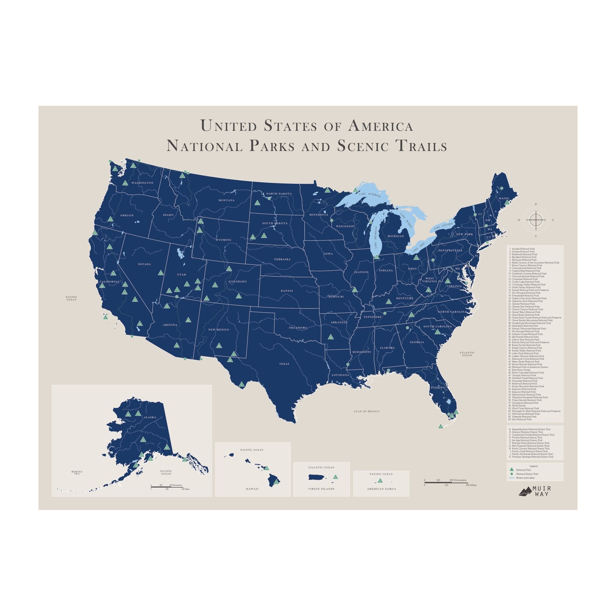 USA National Parks Map - Muir Way - National Park