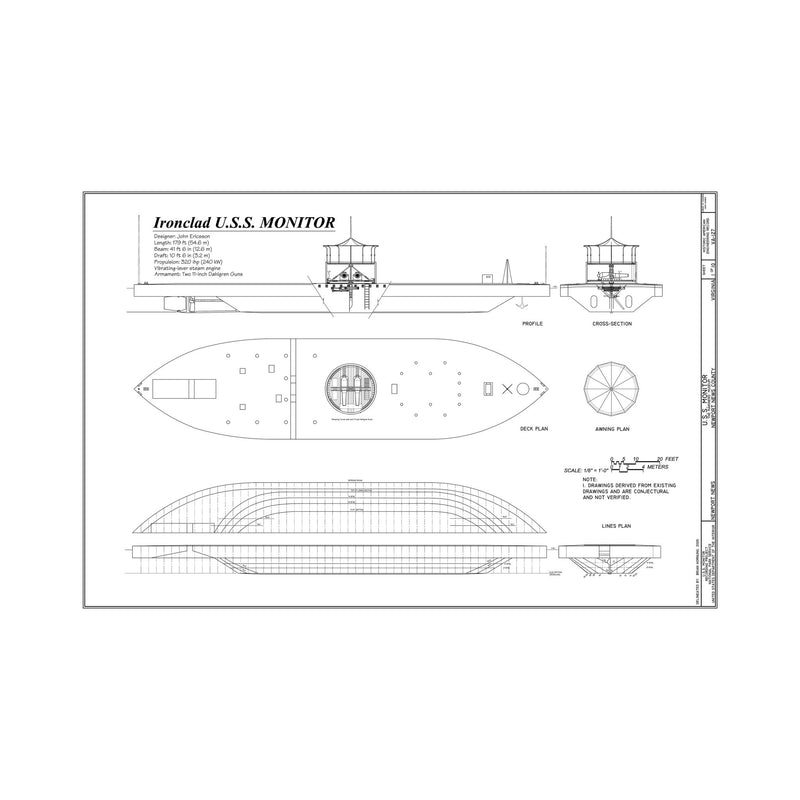 U.S.S. Monitor Plan - Muir Way - Vintage Map