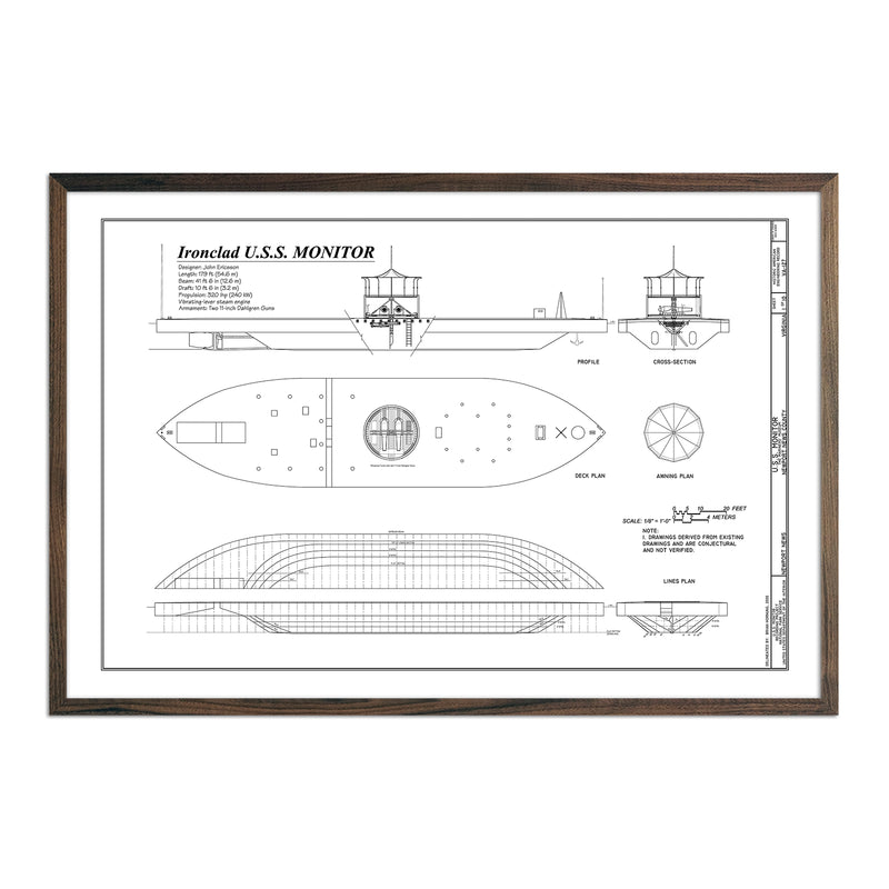 U.S.S. Monitor Plan - Muir Way - Vintage Map
