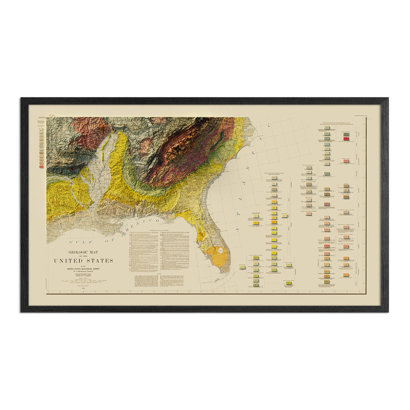 USA Quadrant SE 1932 Shaded Relief Map - Muir Way - Vintage Relief