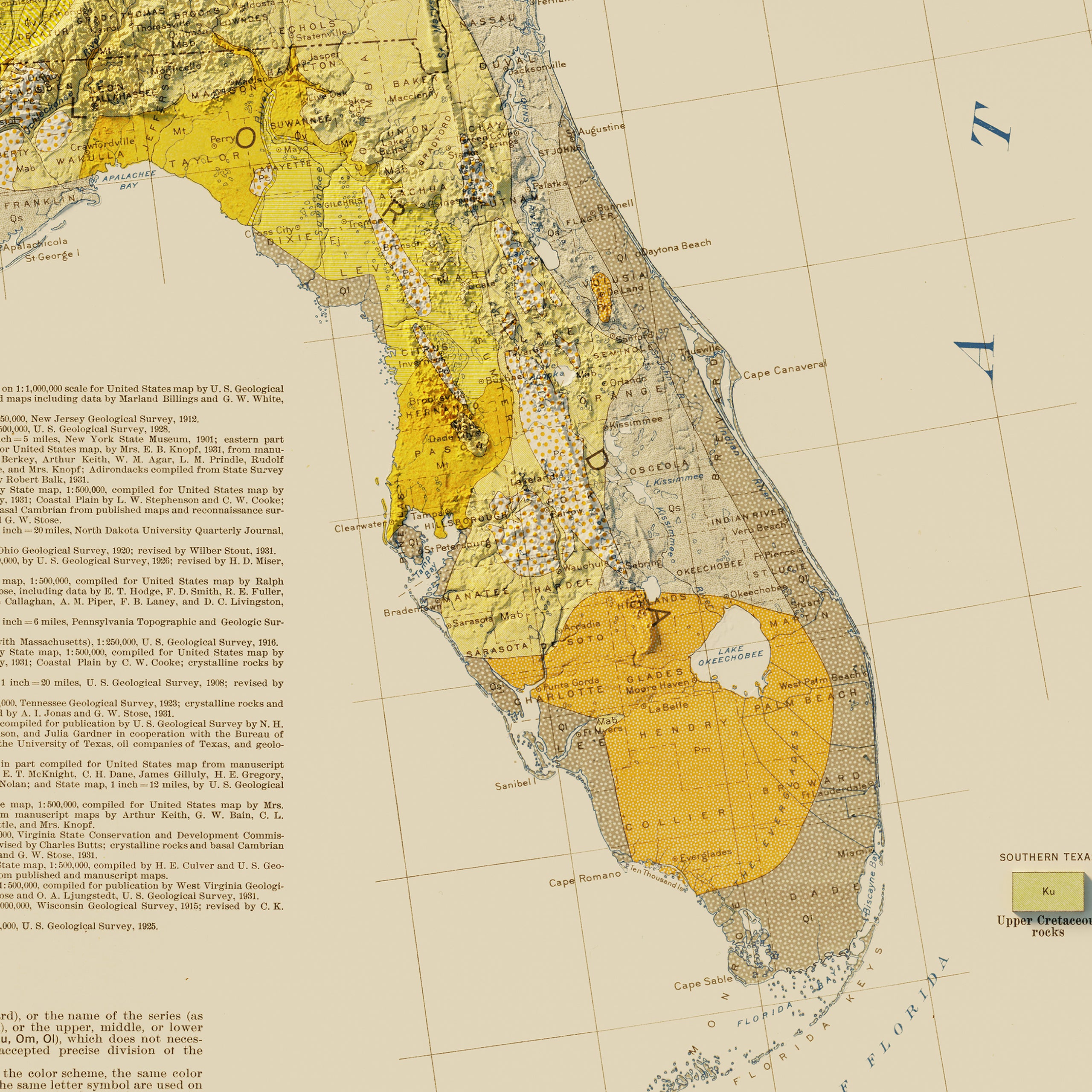 Usa Quadrant Se 1932 Shaded Relief Map – Muir Way