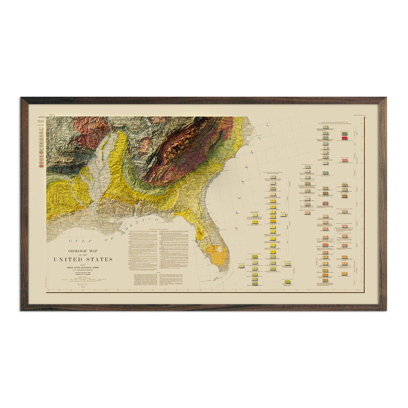 USA Quadrant SE 1932 Shaded Relief Map - Muir Way - Vintage Relief