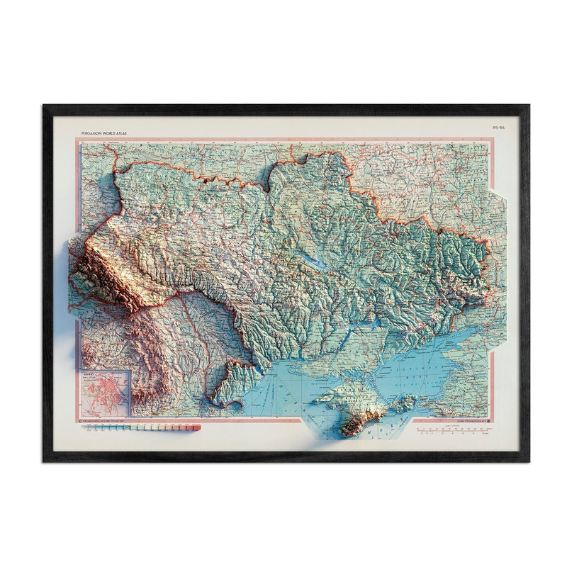 Ukraine 1967 Shaded Relief Map - Muir Way - Vintage Relief