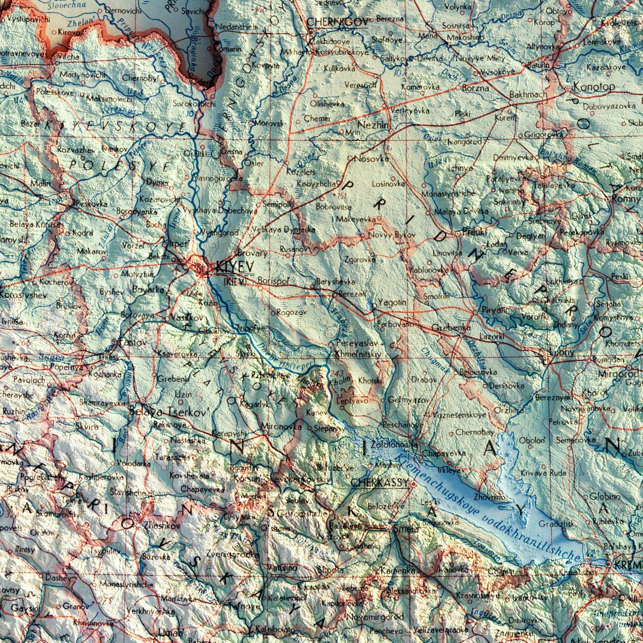 Ukraine 1967 Shaded Relief Map - Muir Way - Vintage Relief