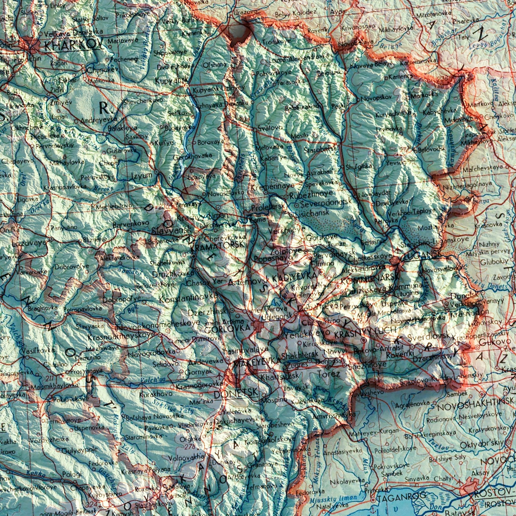 Ukraine 1967 Shaded Relief Map - Muir Way - Vintage Relief