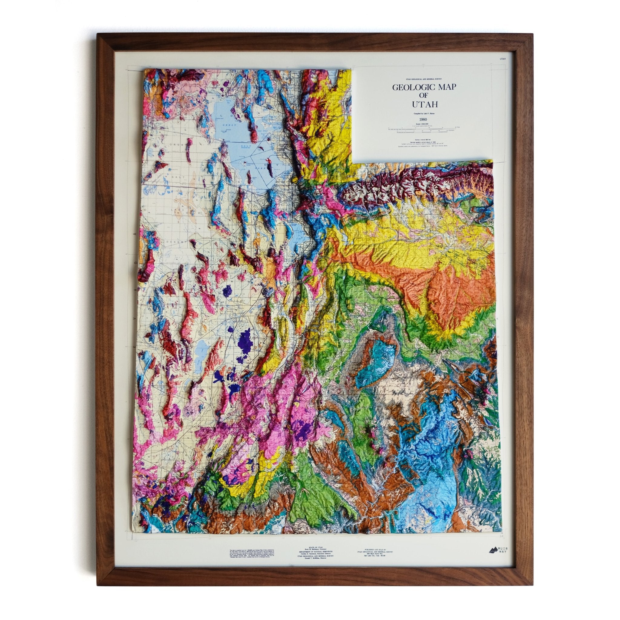 Utah 1980 3D Raised Relief Map - Muir Way - 3D