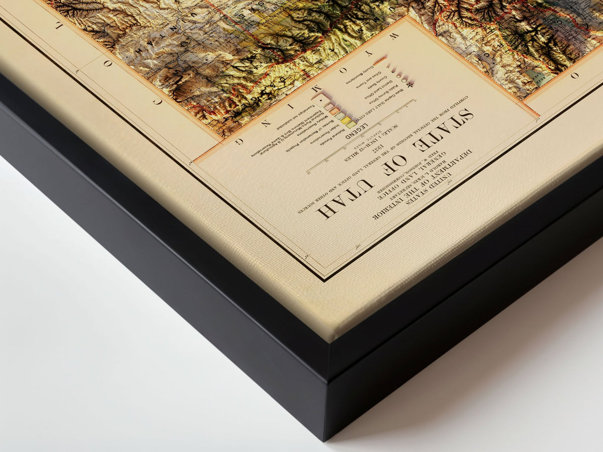 Utah 1937 Shaded Relief Map – XL Canvas - Muir Way - XL Canvas