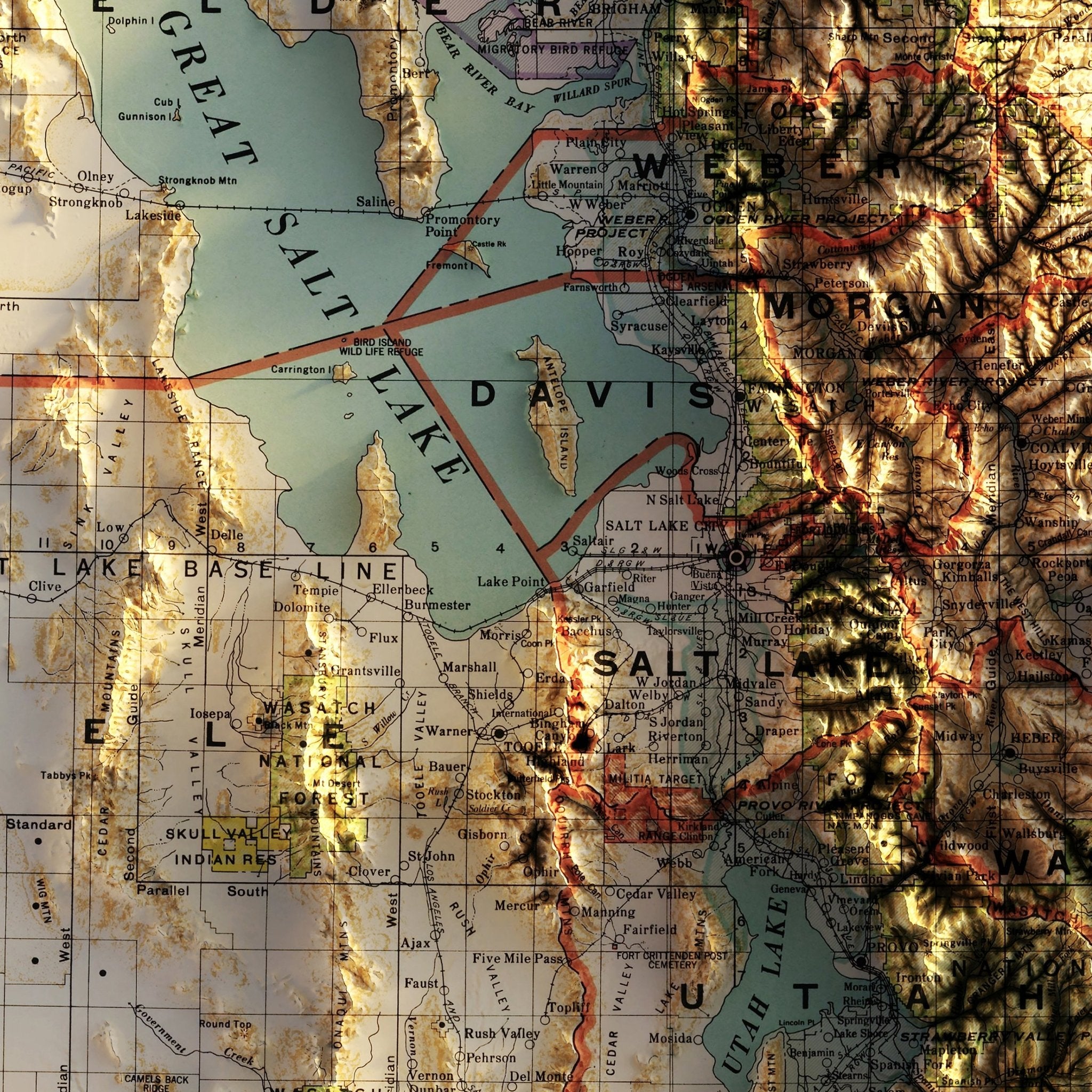 Utah 1937 Shaded Relief Map - Muir Way - Vintage Relief