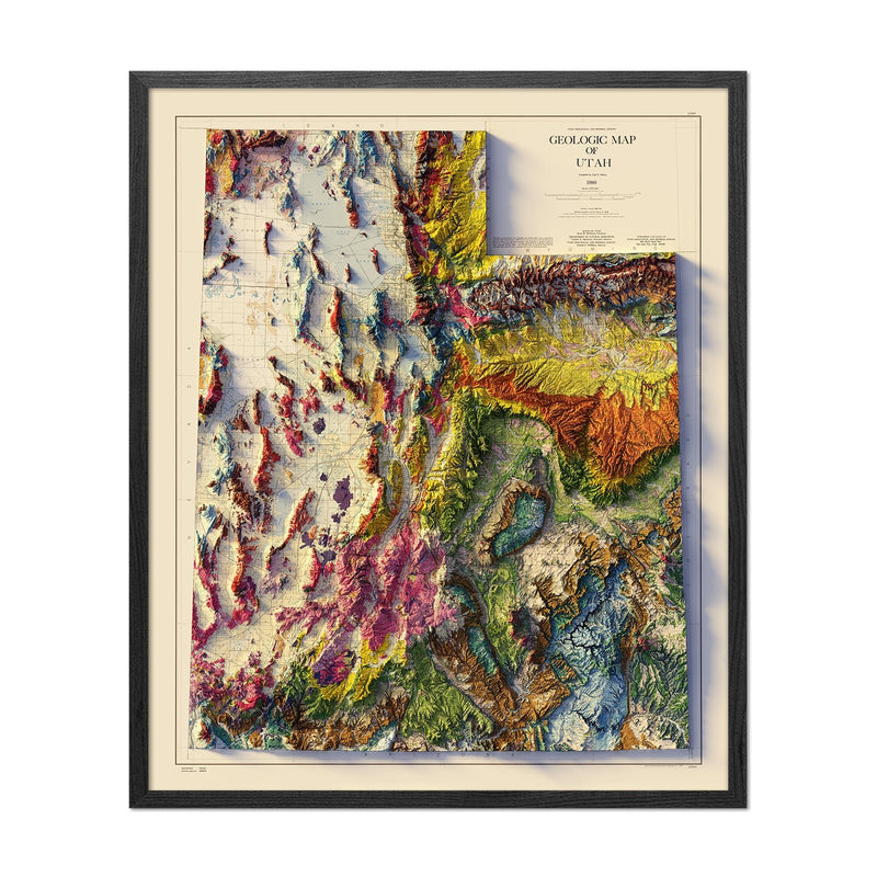 Utah 1980 Shaded Relief Map - Muir Way - Vintage Relief