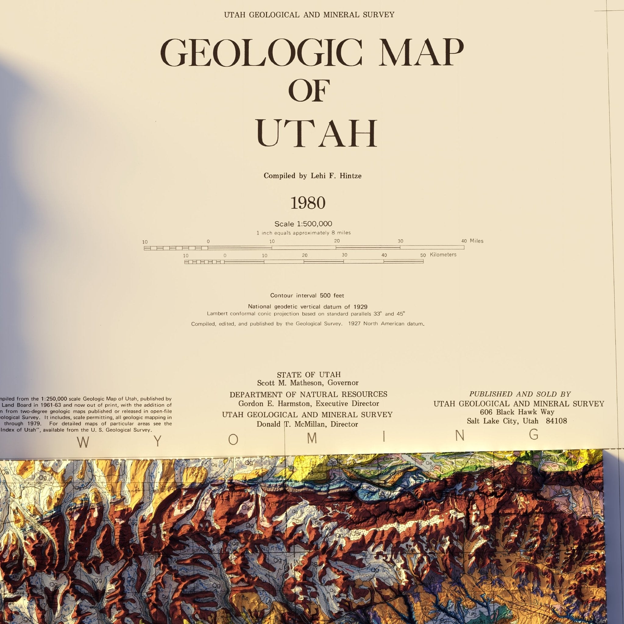 Utah 1980 Shaded Relief Map - Muir Way - Vintage Relief