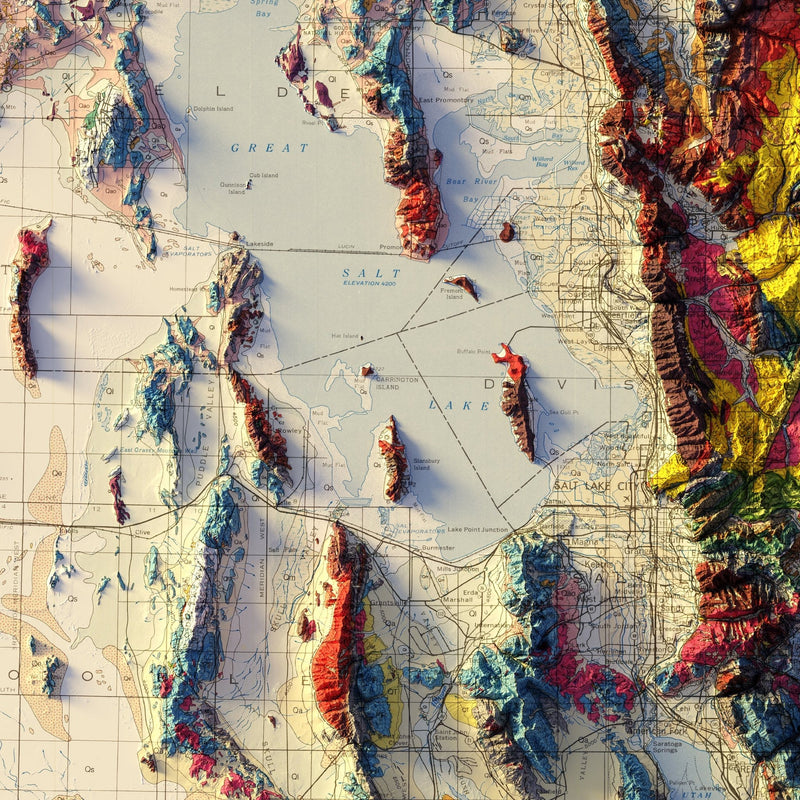 Utah 1980 Shaded Relief Map - Muir Way - Vintage Relief