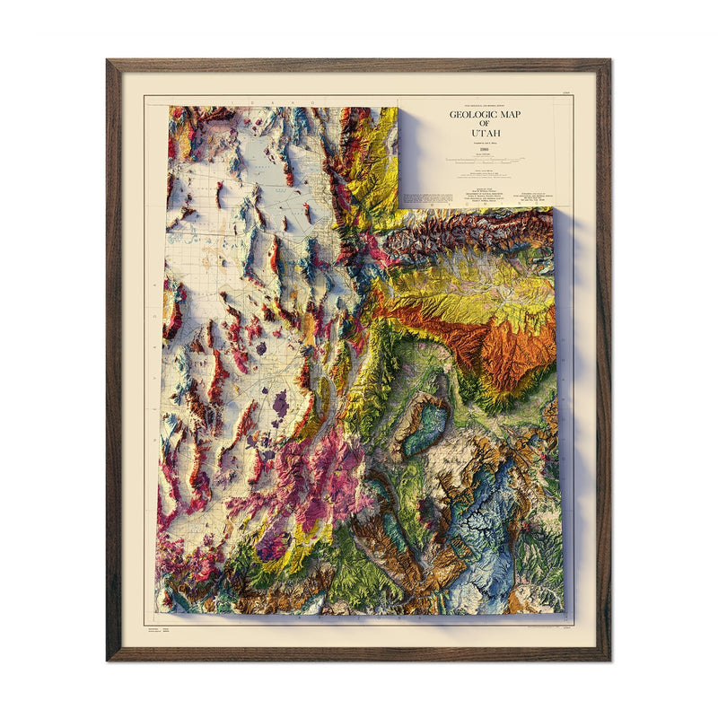 Utah 1980 Shaded Relief Map - Muir Way - Vintage Relief