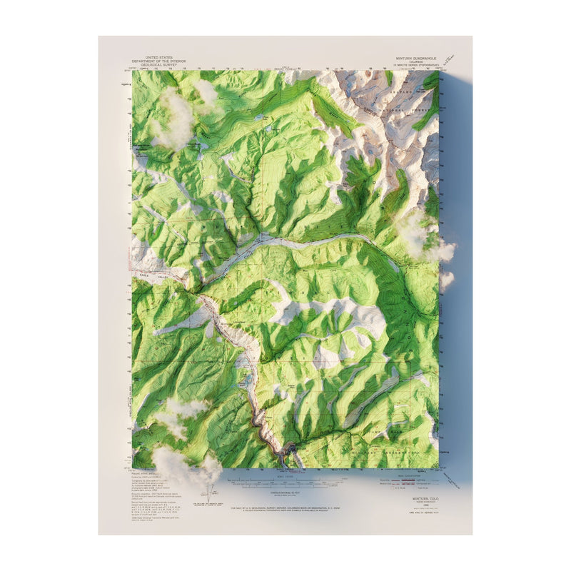 Vail, Colorado 1950 Shaded Relief Map - Muir Way - Vintage Relief
