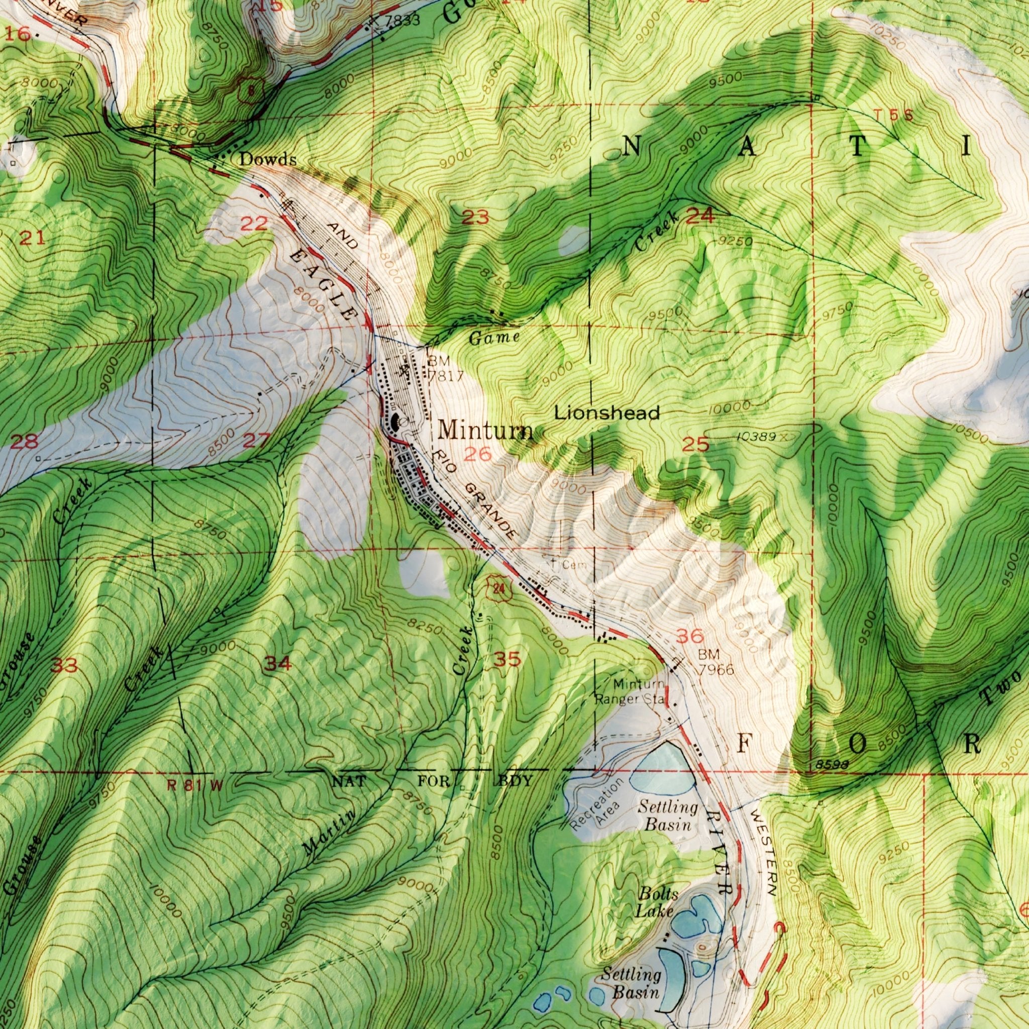 Vail, Colorado 1950 Shaded Relief Map - Muir Way - Vintage Relief