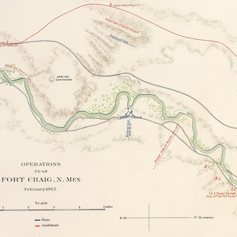 Valverde, Shiloh, Ft. Craig and Roanoke Island - Muir Way - Vintage Map