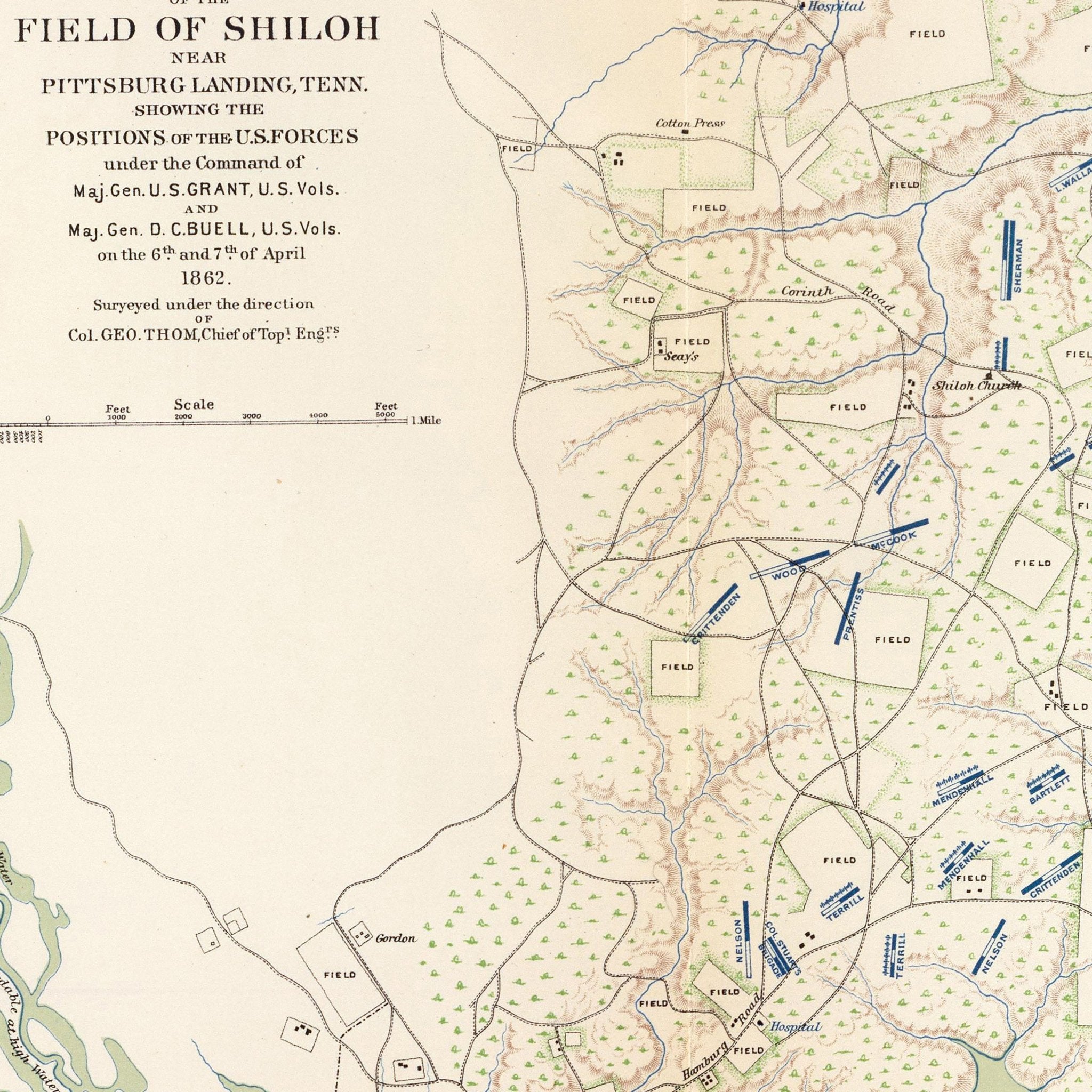 Valverde, Shiloh, Ft. Craig and Roanoke Island - Muir Way - Vintage Map