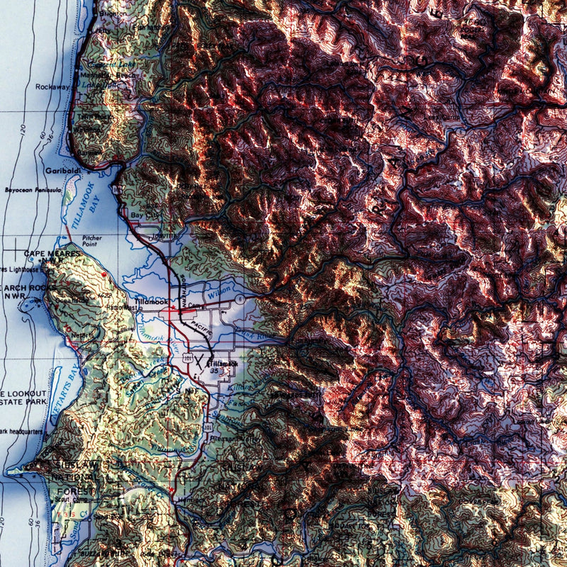 Vancouver, Washington 1958 Shaded Relief Map - Muir Way - Vintage Relief